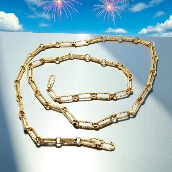 Rare! Vintage Estate 18k Yellow Gold 30" Long Paperclip Link Necklace 56.8g - Picture 2 of 14